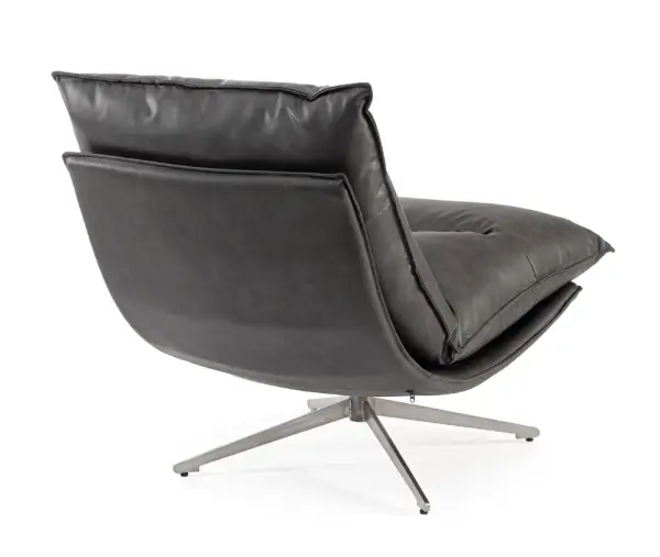 Sillón de acero y tapizado negro Alanez