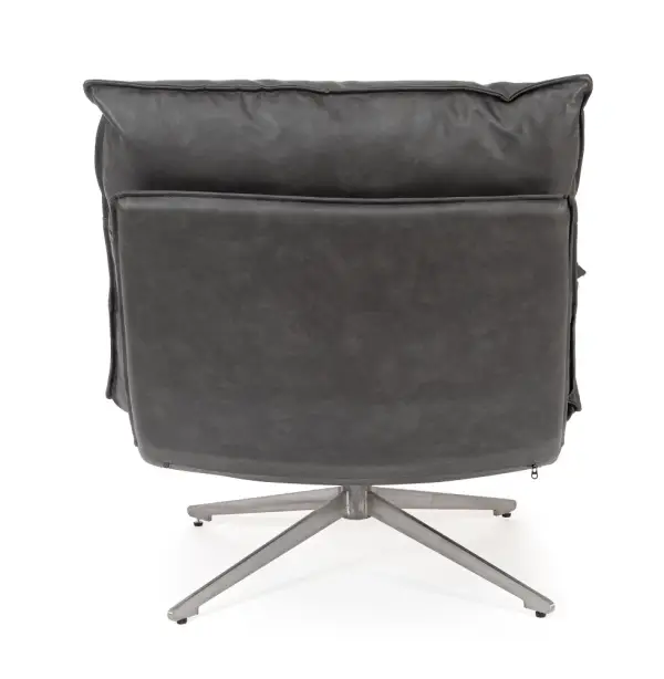 Sillón de acero y tapizado negro Alanez