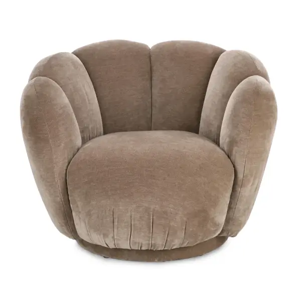 Sillón de madera y tapizado beige Tulip