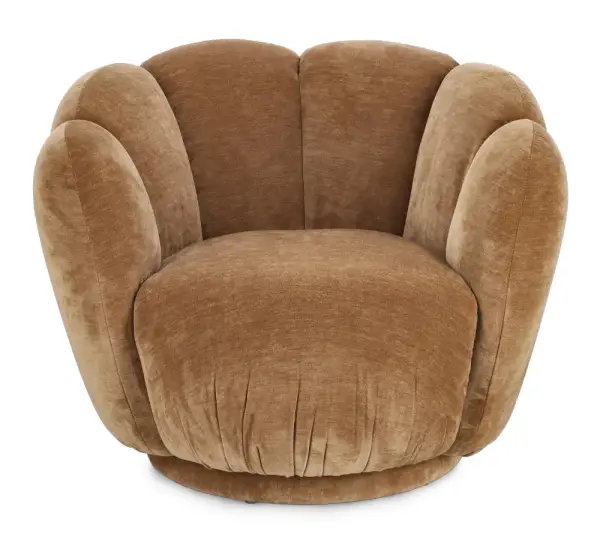 Sillón de madera y tapizado caramelo Tulip