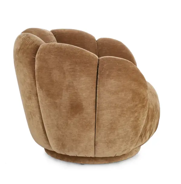 Sillón de madera y tapizado caramelo Tulip