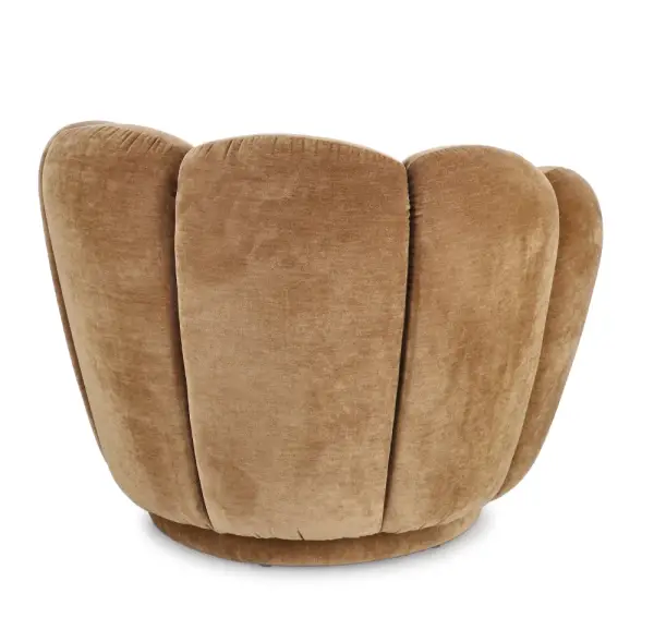Sillón de madera y tapizado caramelo Tulip