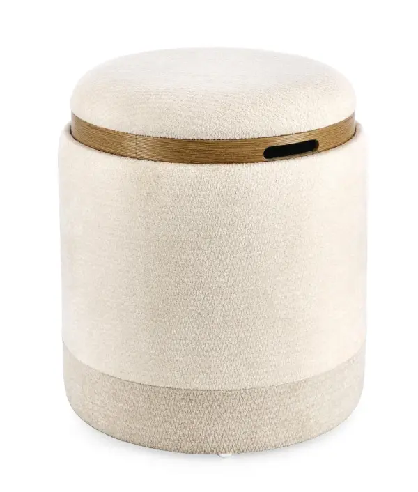 Puf tapizado gris claro Deva Natural