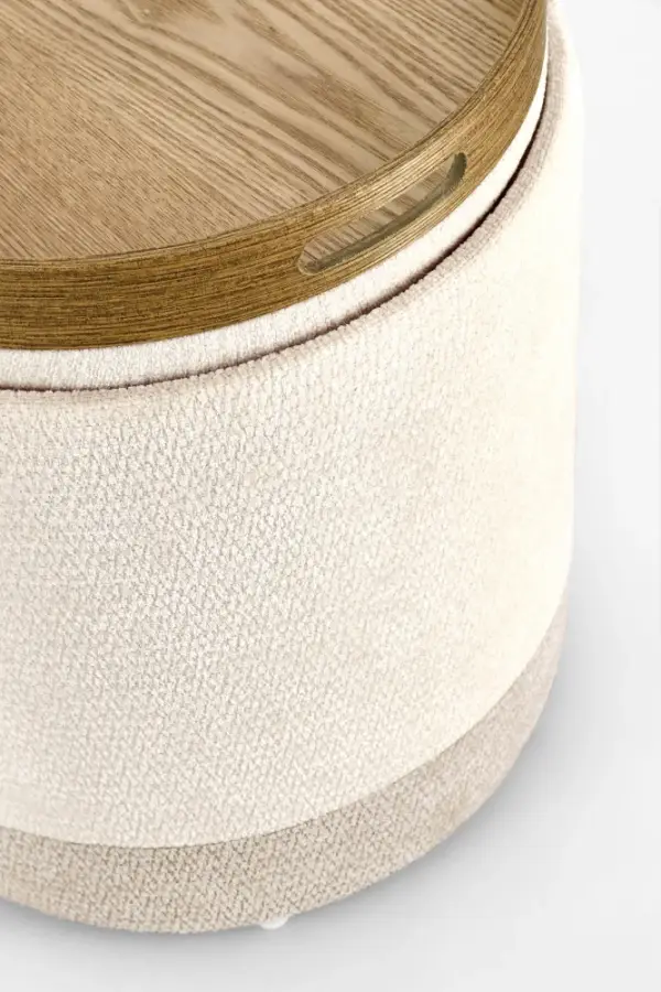 Puf tapizado gris claro Deva Natural