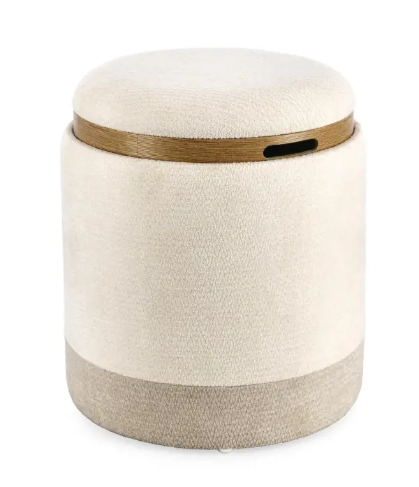 Puf tapizado gris oscuro Deva Natural