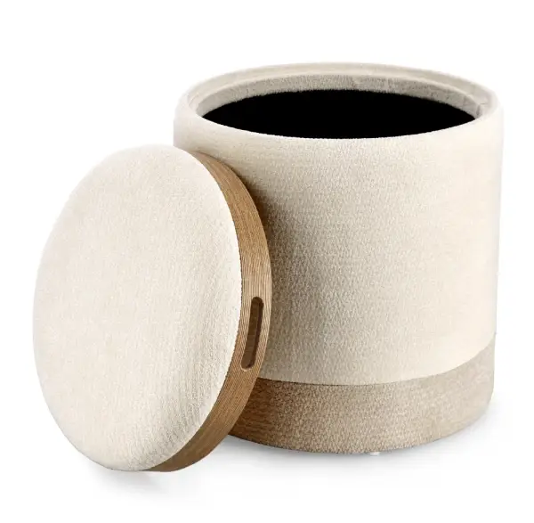 Puf tapizado gris oscuro Deva Natural