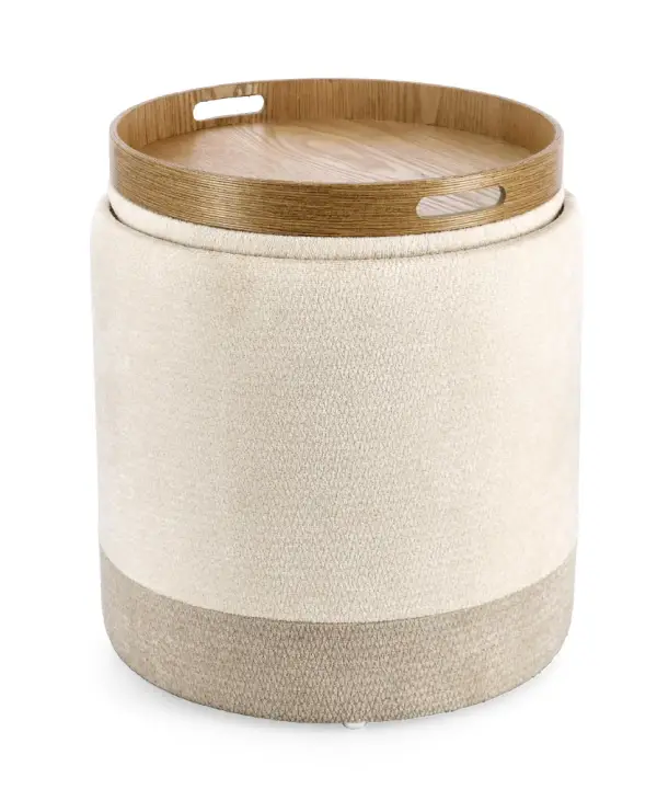 Puf tapizado gris oscuro Deva Natural