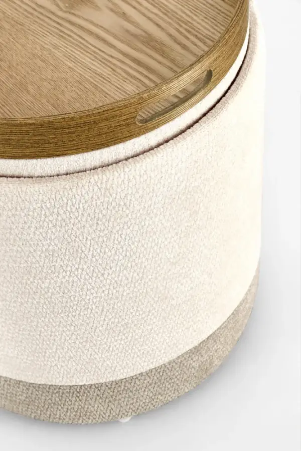 Puf tapizado gris oscuro Deva Natural