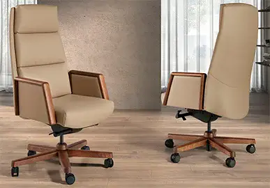 Sillón de despacho regulable nogal y polipiel visón