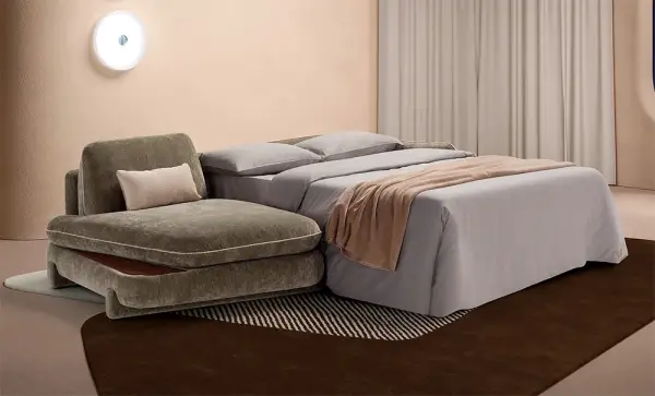 Sofá cama con chaise longue tapizado Alma