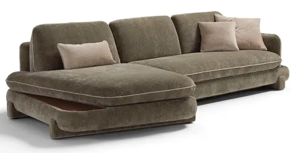 Sofá cama con chaise longue tapizado Alma