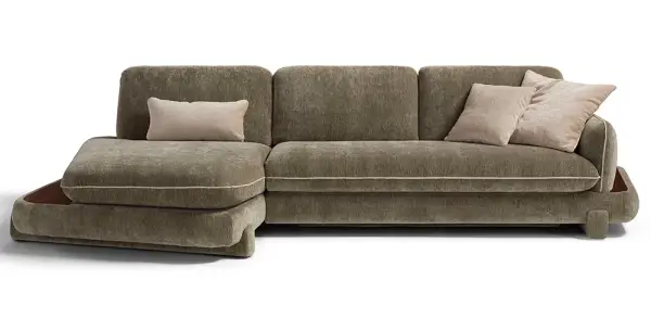 Sofá cama con chaise longue tapizado Alma