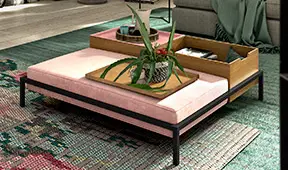 Mesa de centro cuadrada tapizada industrial Loft Fusion