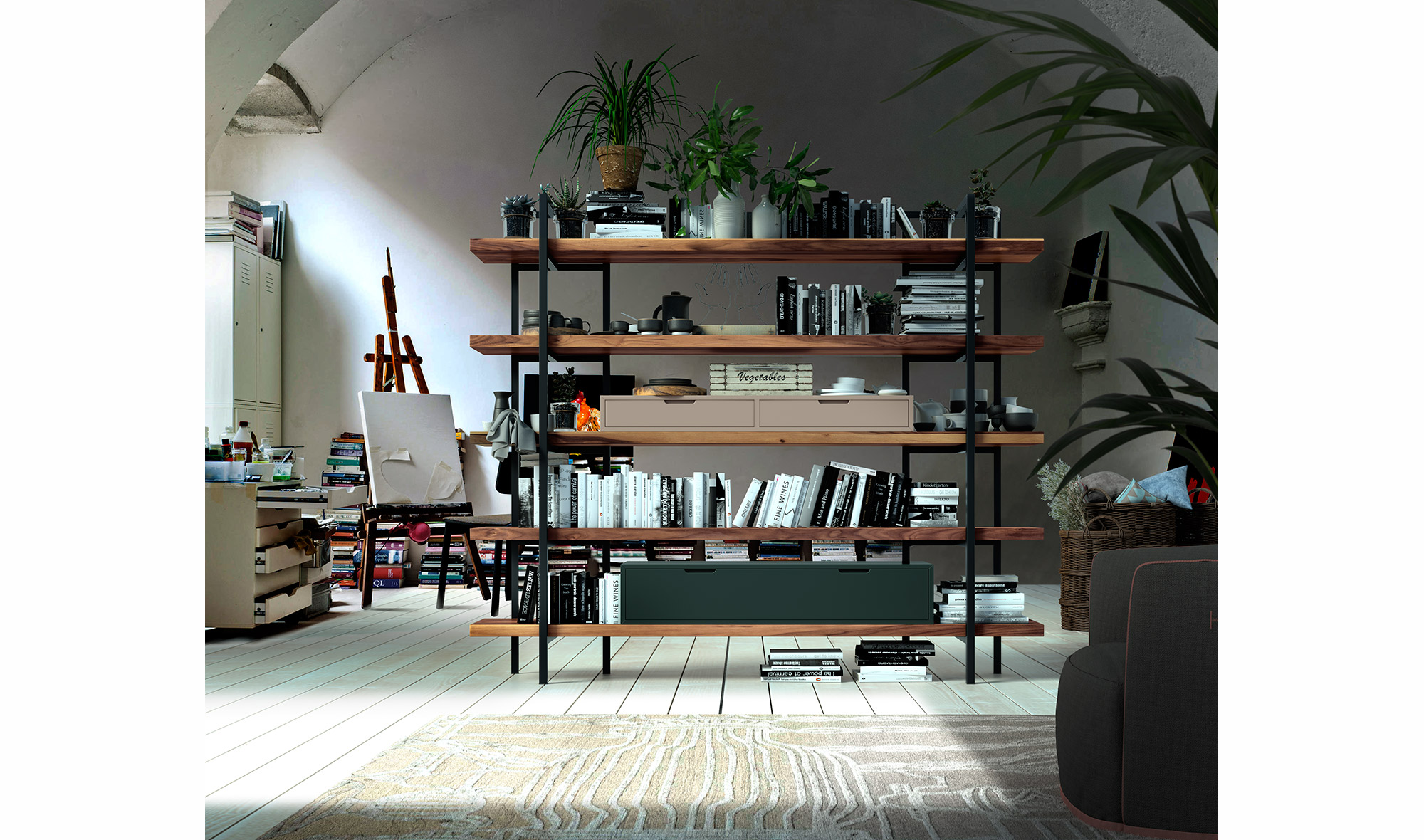 Librería modular industrial Loft