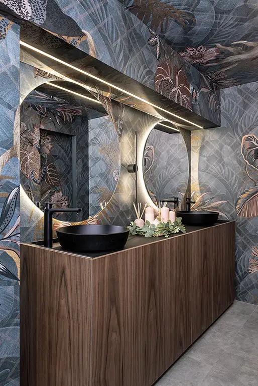 Mueble de baño nogal y vidrio Atrio tienda