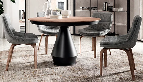 Mesa de comedor redonda extensible madera y metal Lycos Mesa de comedor redonda extensible madera y metal Lycos