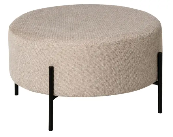 Puff metal y tapizado beige Boreal