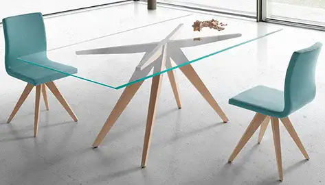 Mesa de comedor rectangular cristal August