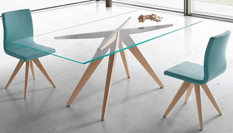 Mesa de comedor rectangular cristal August