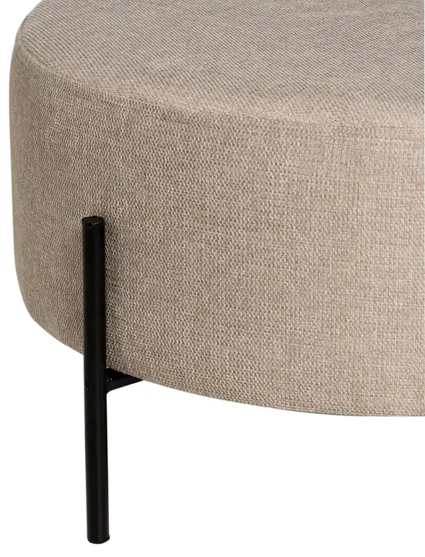 Puff metal y tapizado beige Boreal
