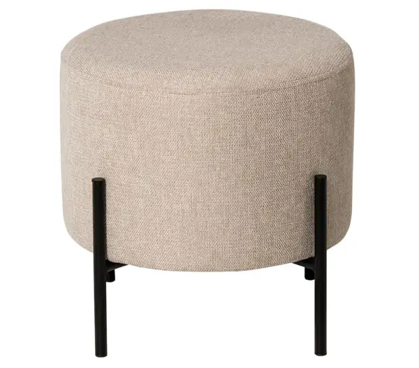 Puff metal y tapizado beige Nereo