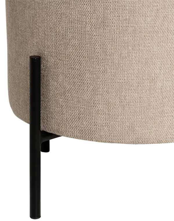 Puff metal y tapizado beige Nereo