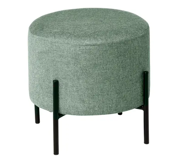 Puff metal y tapizado menta Nereo
