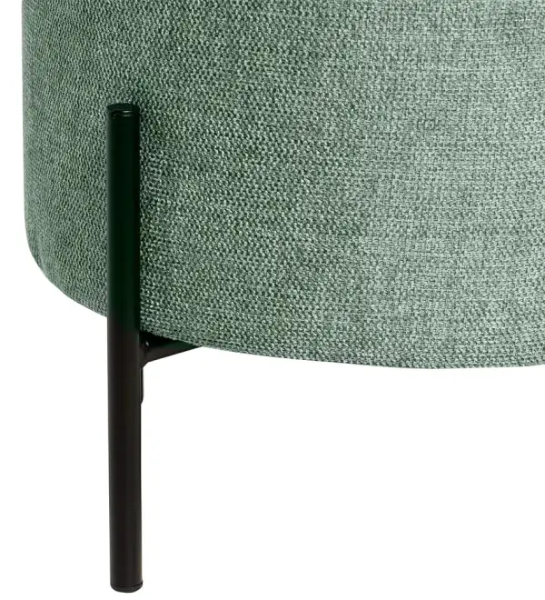 Puff metal y tapizado menta Nereo