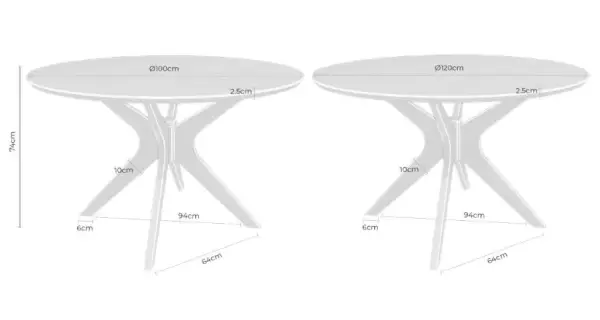 Mesa de comedor redonda nogal Carmel