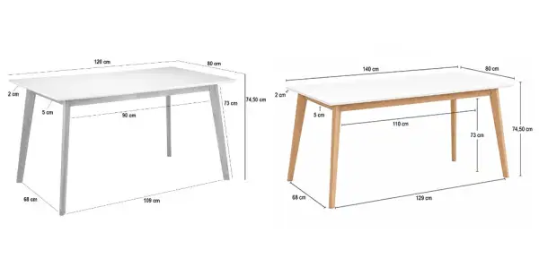 Mesa de comedor roble y lacado blanco Marei