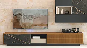 Mesa de televisión palilleria y porcelánico Zenith