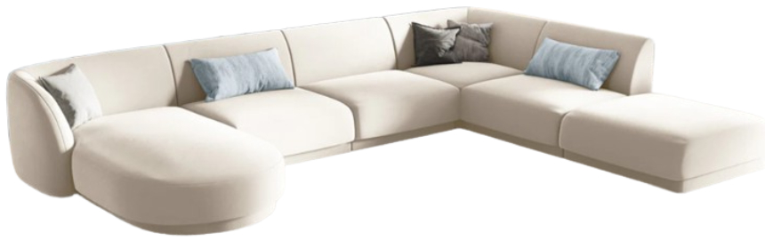 Sofá de cinco plazas doble chaise longue terciopelo miley