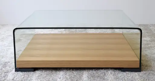 Mesa de centro de vidrio templado y roble 