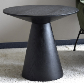 Mesa auxiliar redonda madera de fresno negro mate 