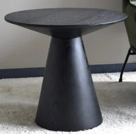 Mesa auxiliar redonda madera de fresno negro mate
