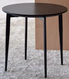 Mesa auxiliar redonda madera de fresno metal negro mate 