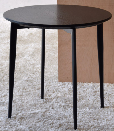 Mesa auxiliar redonda madera de fresno metal negro mate 