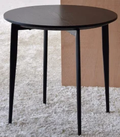 Mesa auxiliar redonda madera de fresno metal negro mate
