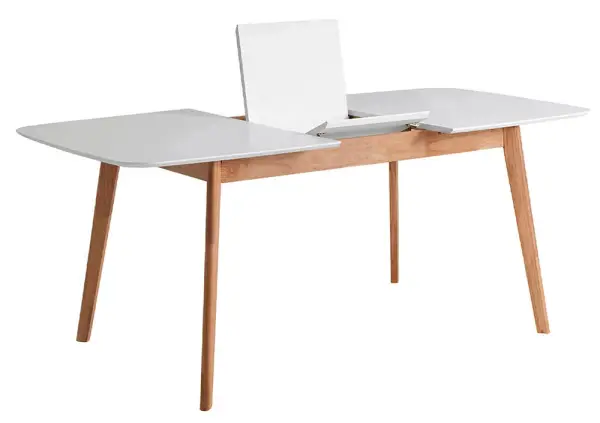 Mesa de comedor extensible roble y lacado blanco Kenna
