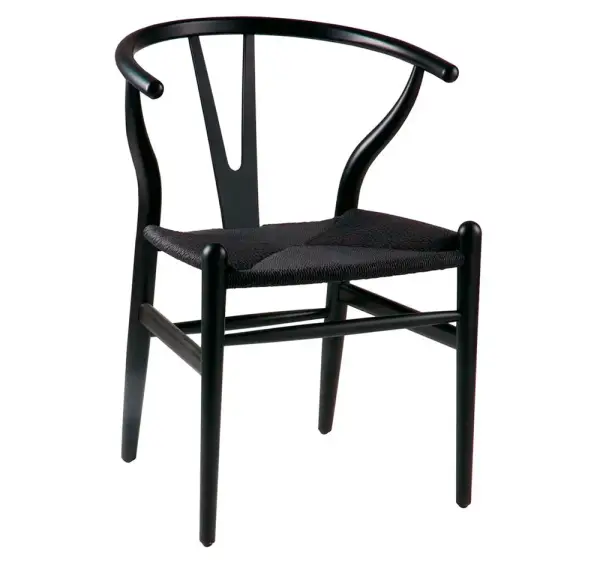Silla madera y fibra natural negra Ader