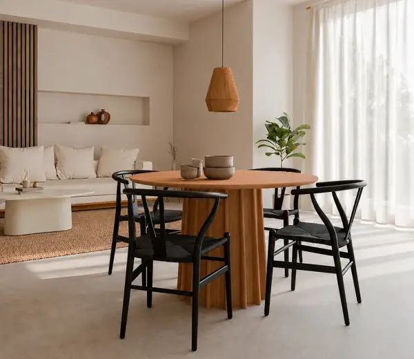 Silla madera y fibra natural negra Ader