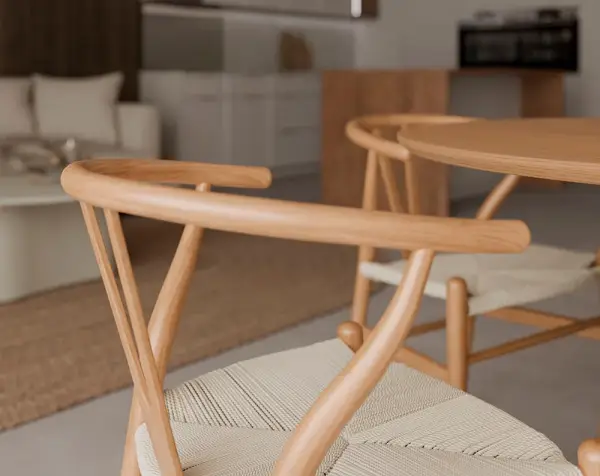 Silla madera y fibra natural Ader