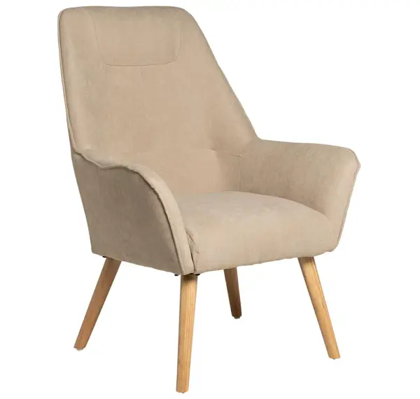 Butaca tapizada beige Bruges