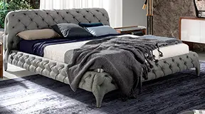 Cama capitoné tela gris Antonella