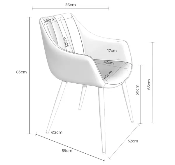 Sillón tapizado gris oscuro Vera