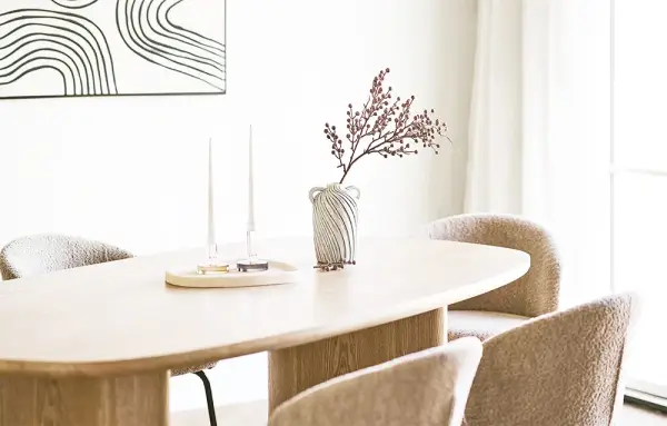 Mesa de comedor de madera de fresno natural Elsinor