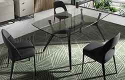 Mesa de comedor wengué y cristal Broome