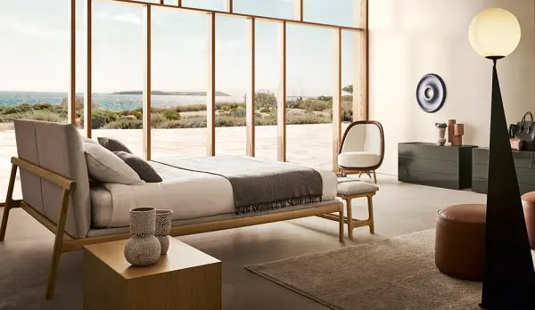 Cama tapizada madera de fresno Fushimi by Pianca
