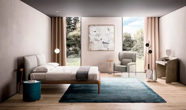 Cama tapizada madera de fresno Fushimi by Pianca
