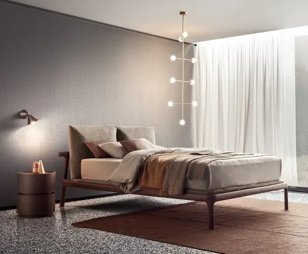 Cama tapizada madera de fresno Fushimi by Pianca